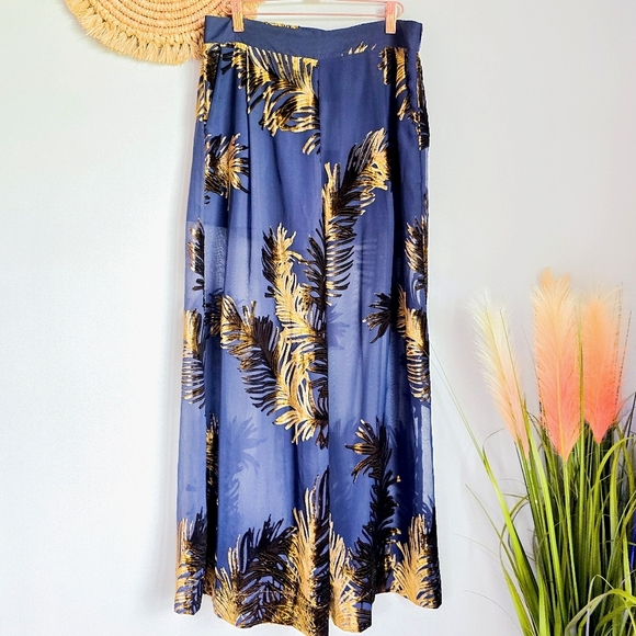 Karen Millen New Navy Blue Feather Devore Woven Wide Leg Dress Pants US SZ 8 - Picture 12 of 12